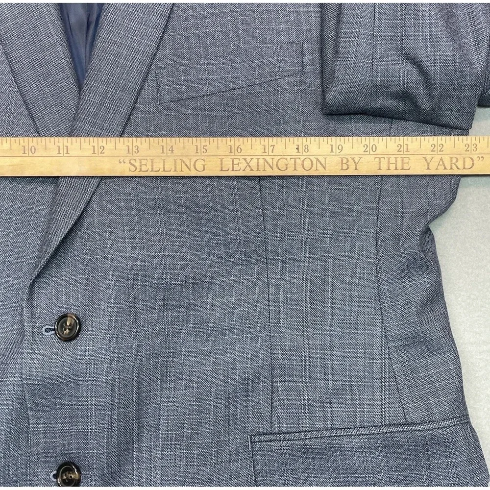 Ralph Lauren Silk Blazer Jacket 46R Wool Blue Plaid Single Breasted Vented EUC - Picture 5 of 14